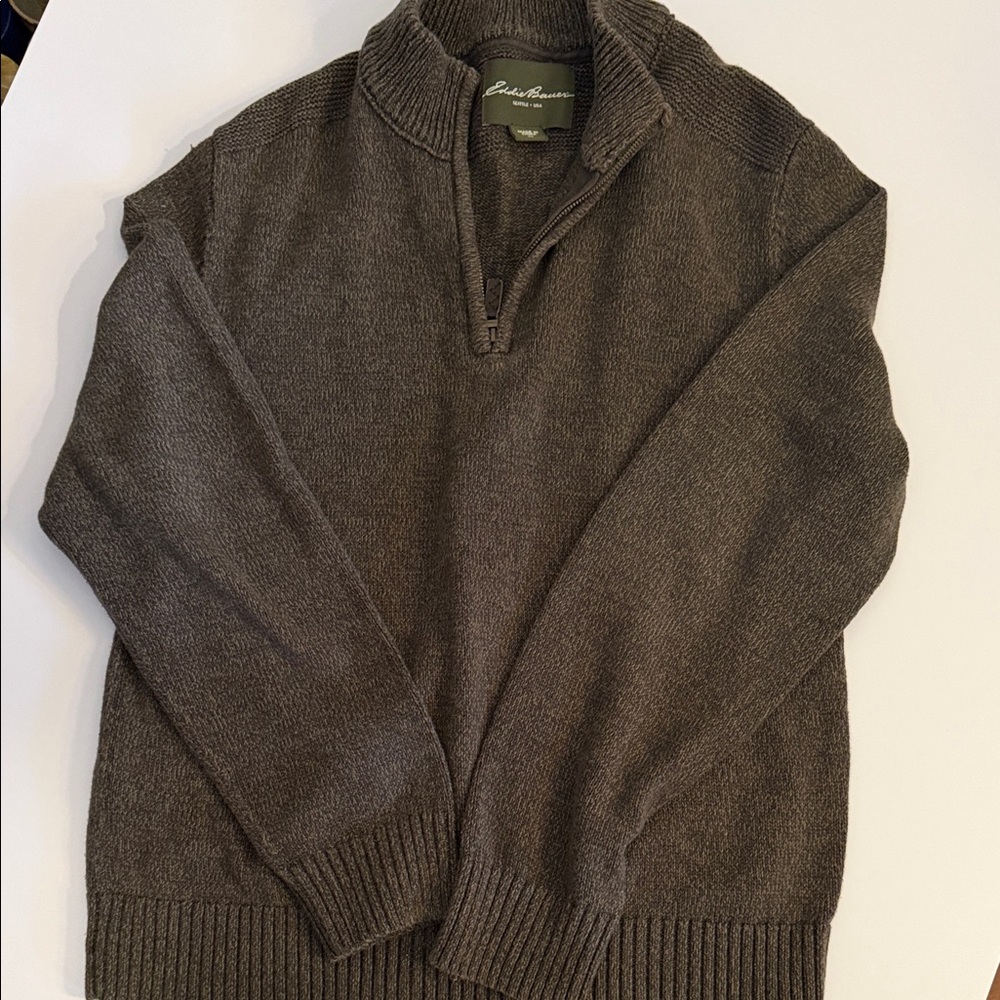 Eddie Bauer Men's Zip-Up Sweater - Rich Brown